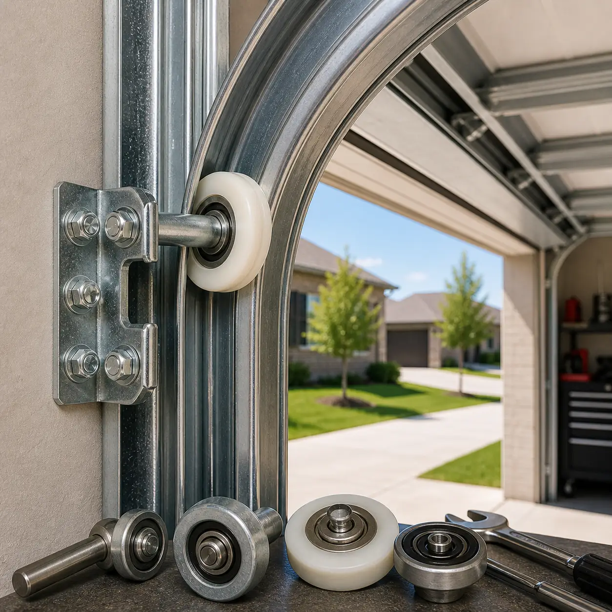 Garage door roller installation service in Frisco TX