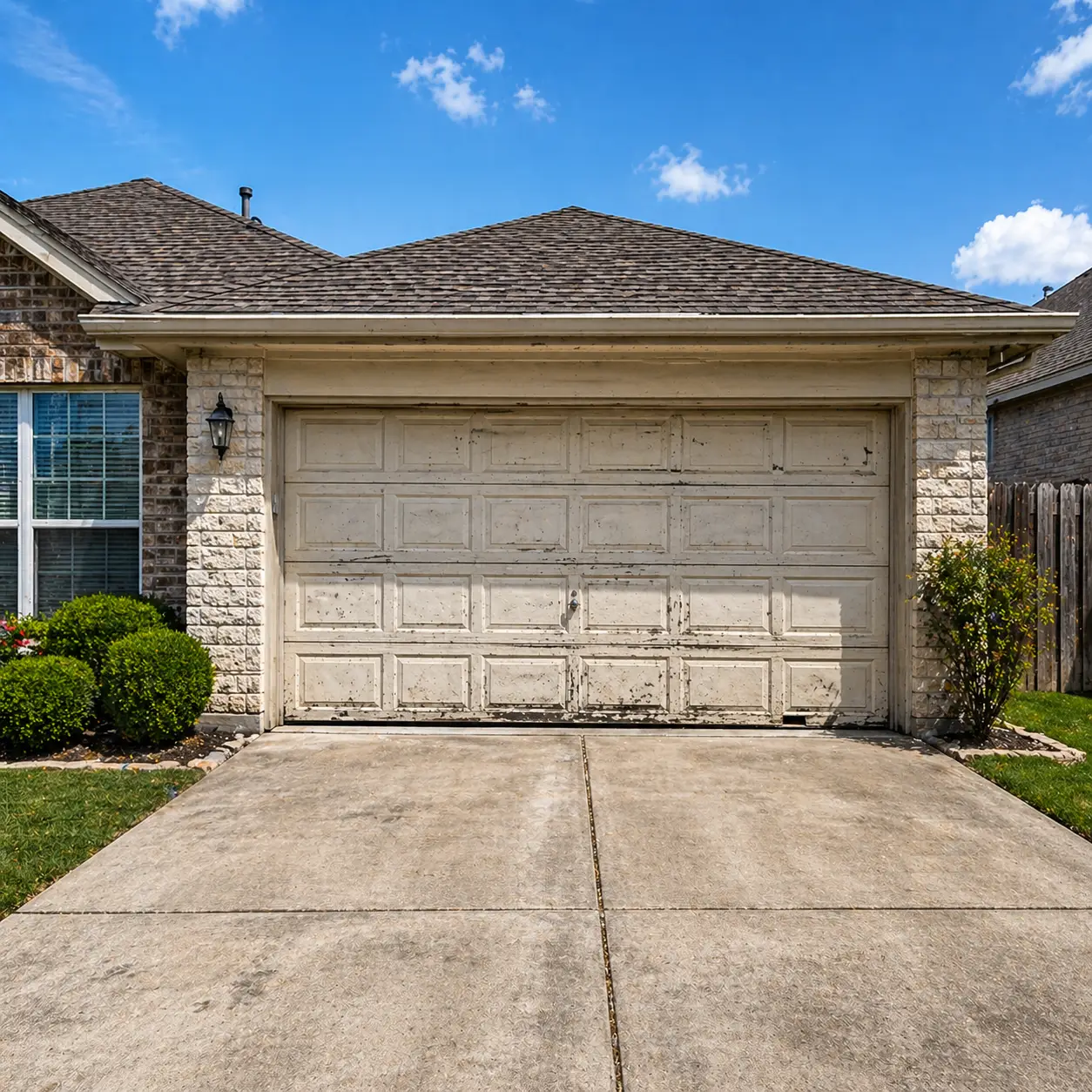 Old garage door before repair