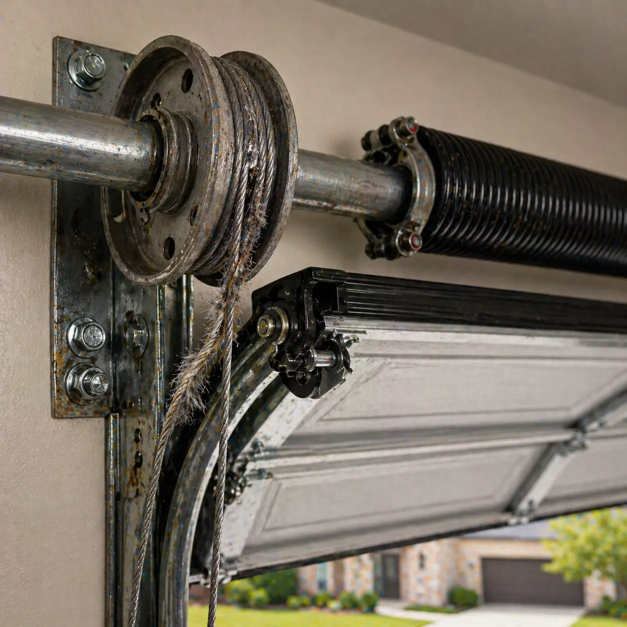 Old garage door before repair