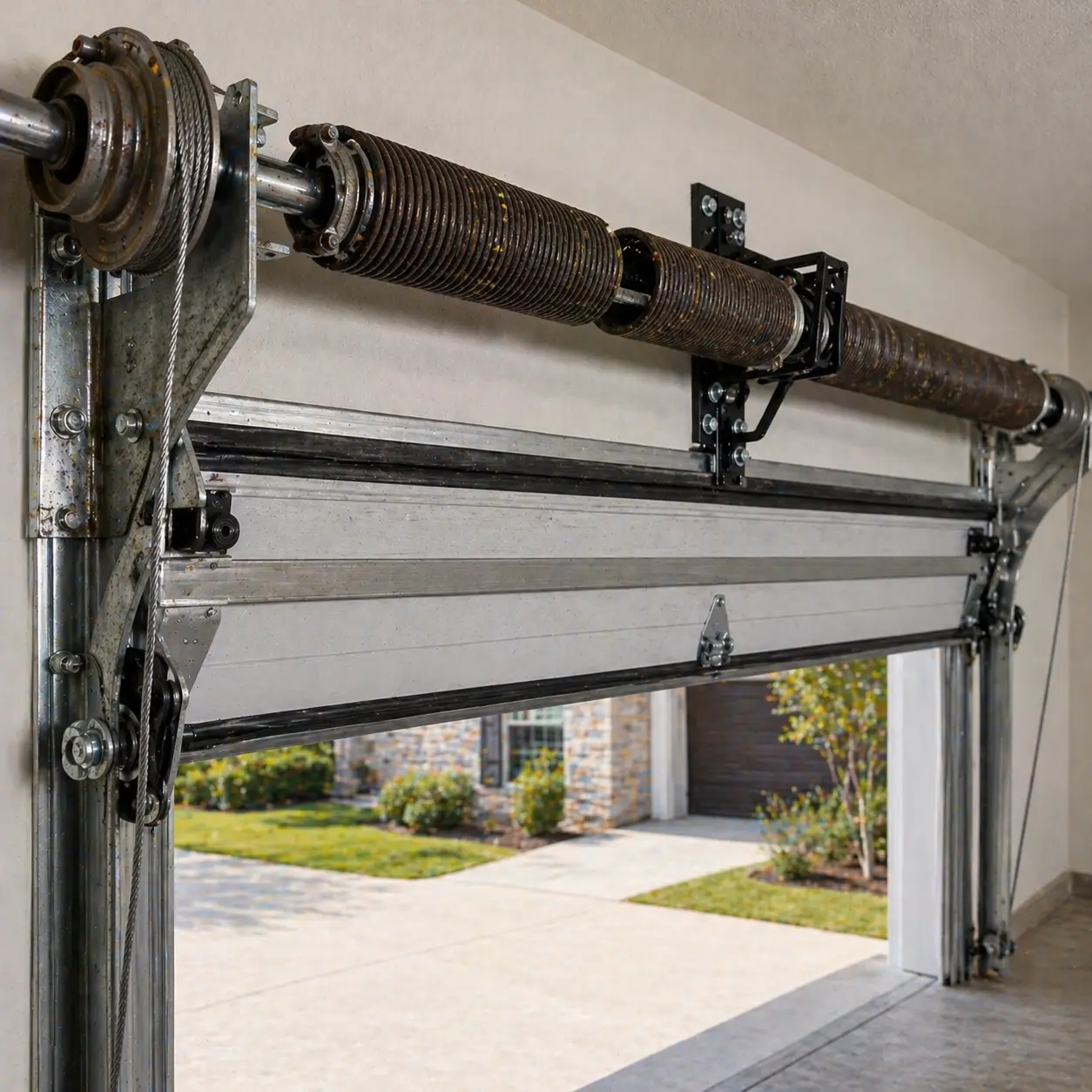 Old garage door before repair
