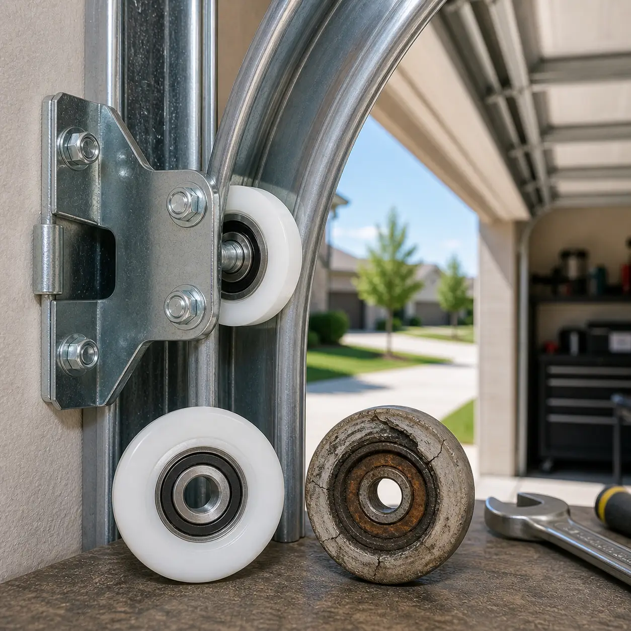 Garage door roller replacement in Frisco TX
