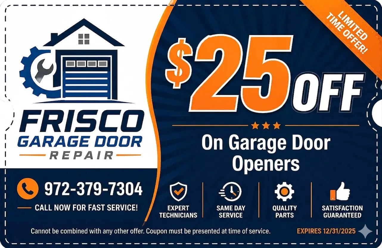 Garage Door Repair $25 Off Coupon in Frisco TX